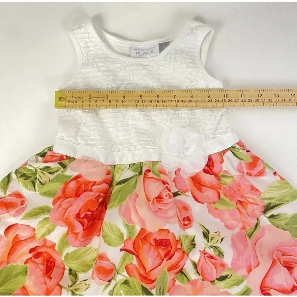 The Children's Place Floral Lace Dress Girls 3T White Pink Rose Mom & Me Kids
